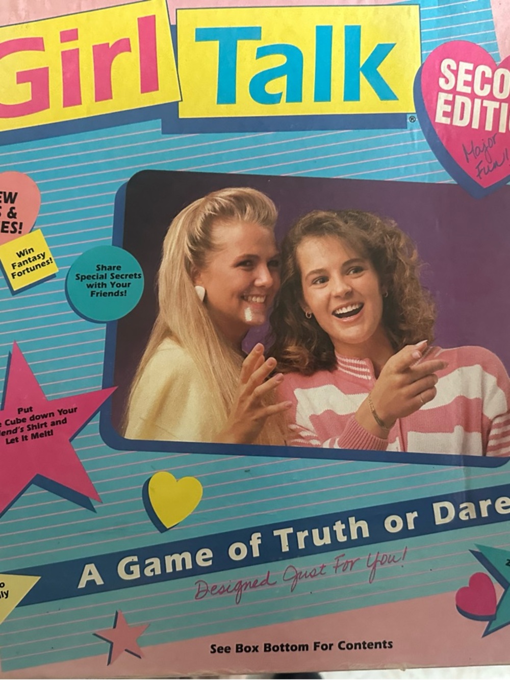 Girl Talk Board Game Box — Pink, Blue & Yellow Graphics
